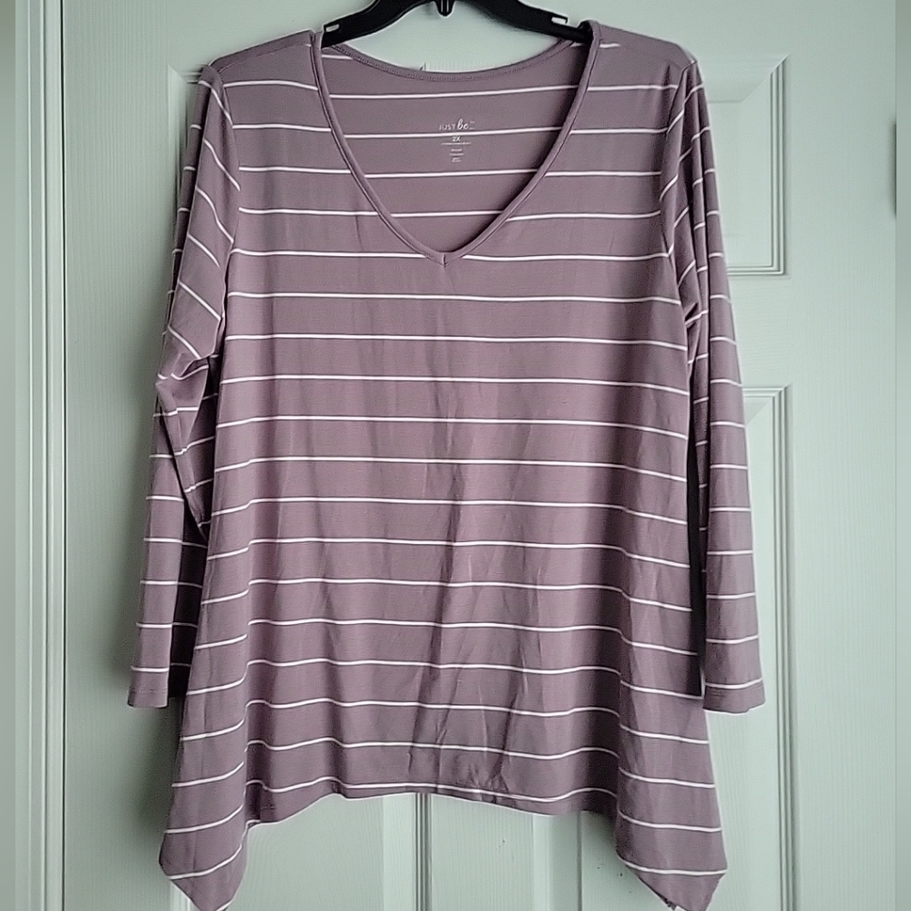 Just Be Women's Stripe Long Sleeve Shirt